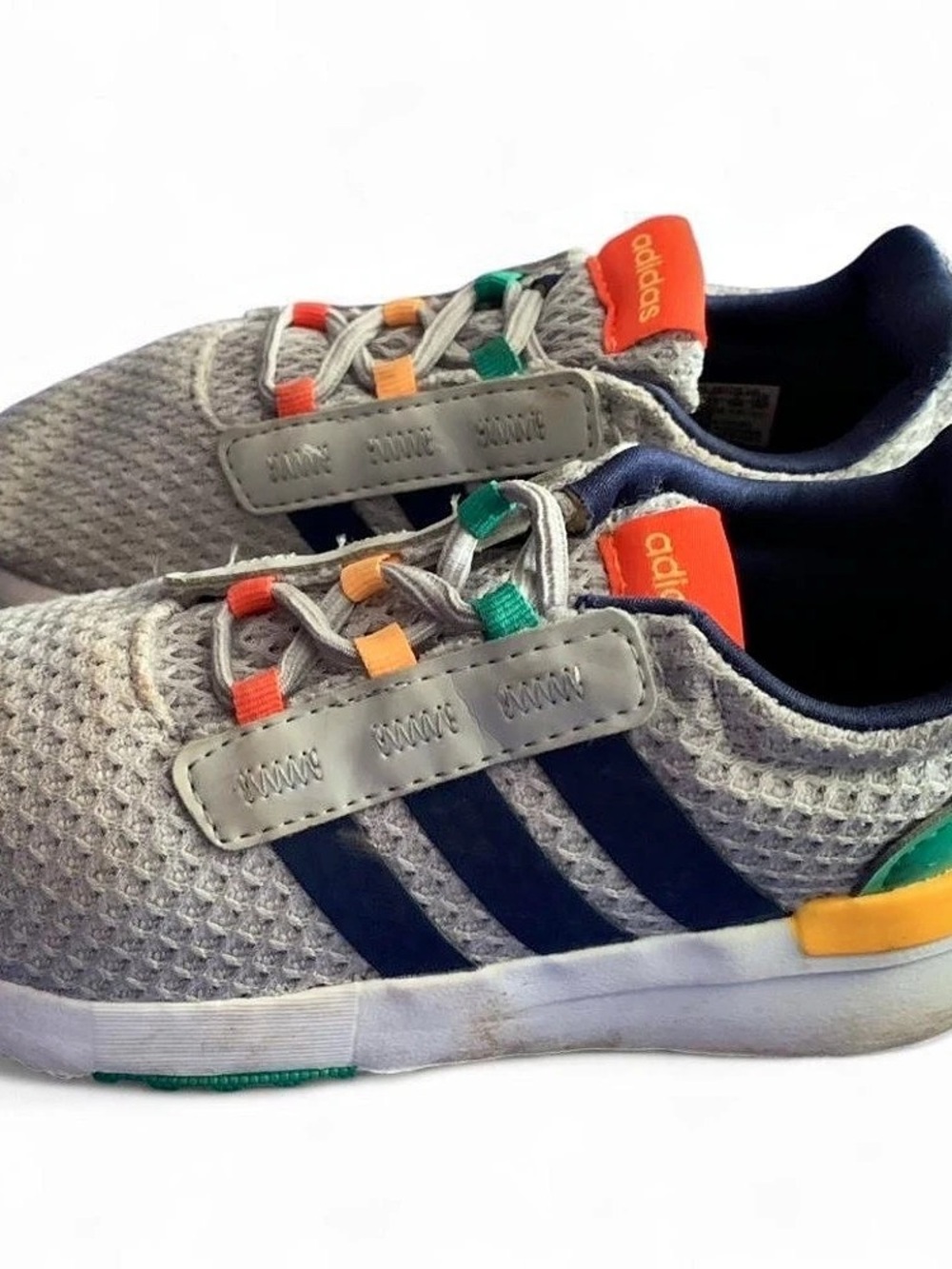 adidas x LEGO Racer TR21 Elastic Lace and Top Strap Toddler Shoes Sneakers Gray
